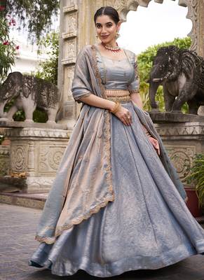 Fendi Fabric Chaniya Choli with Sequins and Thread Embroidery & Designer Belt 1
