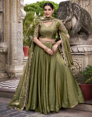 Fendi Fabric Chaniya Choli with Sequins and Thread Embroidery & Designer Belt 6