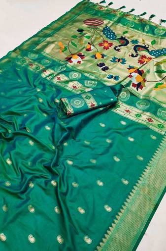 Light Green Color Maharastrian Paithani Silk Saree