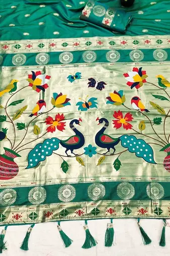 Light Green Color Maharastrian Paithani Silk Saree