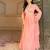 Elegant peach georgette embroidered gown with dupatta and blouse