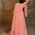 Elegant peach georgette embroidered gown with dupatta and blouse