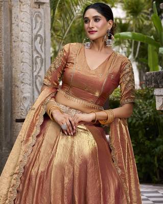 Fendi Fabric Chaniya Choli with Sequins and Thread Embroidery & Designer Belt 3