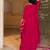 Elegant rani pink georgette gown with dupatta and embroidery work