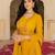 Radiant mustard yellow georgette embroidered gown with dupatta for festive elegance