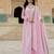 Elegant pink georgette gown with embroidered dupatta for festive occasions