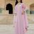 Elegant pink georgette gown with embroidered dupatta for festive occasions