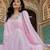 Elegant pink georgette gown with embroidered dupatta for festive occasions
