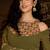 Olive green georgette embroidered gown with dupatta for elegant look