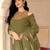 Olive green georgette embroidered gown with dupatta for elegant look