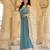 Aqua blue georgette embroidered gown with cream dupatta for festive elegance