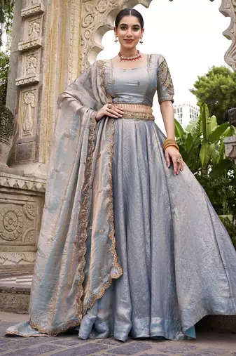 Fendi Fabric Chaniya Choli with Sequins and Thread Embroidery & Designer Belt