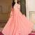 Elegant peach georgette embroidered gown with dupatta and blouse