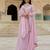 Elegant pink georgette gown with embroidered dupatta for festive occasions