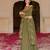 Olive green georgette embroidered gown with dupatta for elegant look