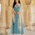 Aqua blue georgette embroidered gown with cream dupatta for festive elegance