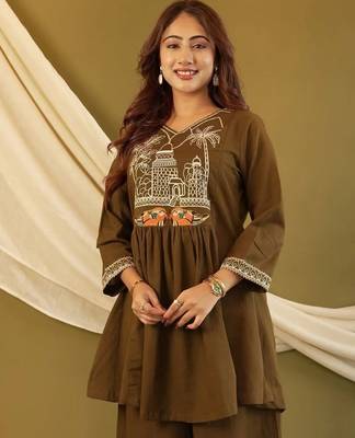 Irish coffee embroidered cotton co-ord set 1