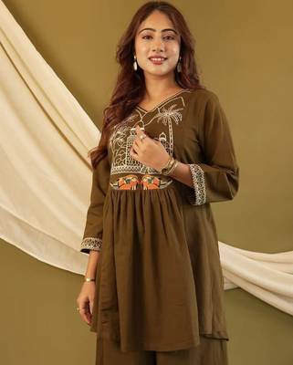 Irish coffee embroidered cotton co-ord set 3