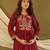 Maroon embroidered cotton co-ord set