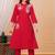 Red embroidered cotton kurta and pant set
