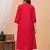 Red embroidered cotton kurta and pant set
