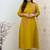 Mustard yellow embroidered cotton kurta and pant set