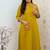 Mustard yellow embroidered cotton kurta and pant set