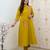 Mustard yellow embroidered cotton kurta and pant set