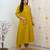 Mustard yellow embroidered cotton kurta and pant set