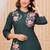 Dark green embroidered cotton kurta and pant set