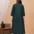 Dark green embroidered cotton kurta and pant set
