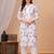 Purple white printed cotton kurta and pant set
