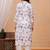 Purple white printed cotton kurta and pant set