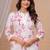 Pink white printed cotton kurta and pant set