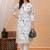 Blue white printed cotton kurta and pant set