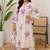 Off white floral printed cotton kurta and palazzo set