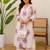 Off white floral printed cotton kurta and palazzo set