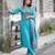 Sky blue embroidered cotton flex kurta and pant set with dupatta