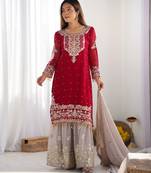 New Designer Heavy Georgette Palazzo Suit Set Party Wear Sharara Suit Set 