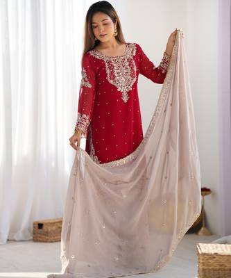 New Designer Heavy Georgette Palazzo Suit Set Party Wear Sharara Suit Set  2