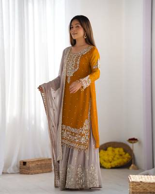 Heavy Georgette Palazzo Suit Set With Dupatta Festival Wear Suit Set  1