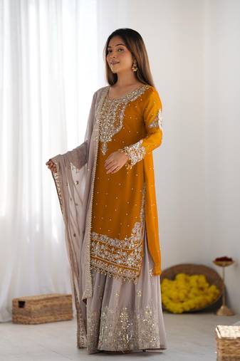 Heavy Georgette Palazzo Suit Set With Dupatta Festival Wear Suit Set 