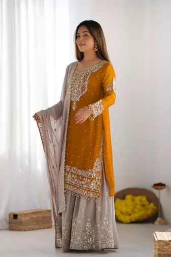Heavy Georgette Palazzo Suit Set With Dupatta Festival Wear Suit Set 