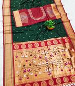 Dark Green Color Heavy Paithani Silk Traditional Saree