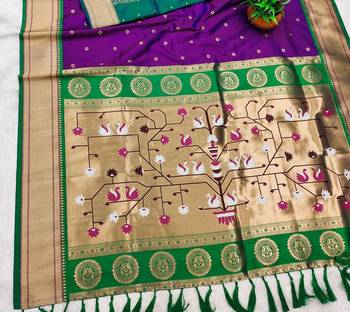 Dark Plum Color Heavy Paithani Silk Traditional Saree 2