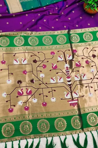 Dark Plum Color Heavy Paithani Silk Traditional Saree