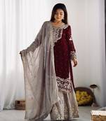 Sequins Work Suit Set With Palazzo