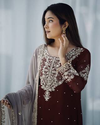 Sequins Work Suit Set With Palazzo 3