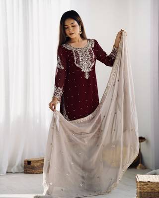 Sequins Work Suit Set With Palazzo 5