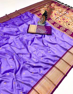 Lavender Color Heavy Paithani Silk Traditional Saree 3
